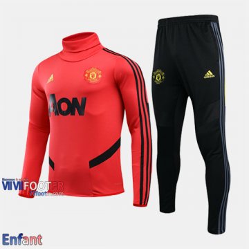 Promo: Ensemble Survetement Manchester United Enfant Col Haut Rouge 2020/2021 Retro