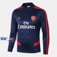 Nouveau Vintage Sweatshirt Foot Arsenal FC Col Haut Bleu Fonce 2019-2020
