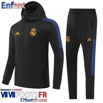 Veste Foot - Sweat A Capuche Real Madrid noir Enfant 2022 2023 TK283