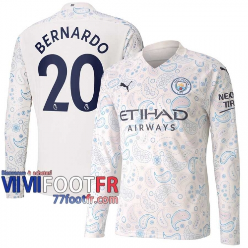 77footfr Manchester City Maillot de foot Bernardo #20 Third Manches longues 20-21