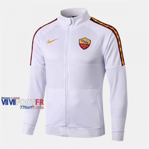 Boutique Veste Foot As Rome Blanc 2019/2020 Nouveau Promo