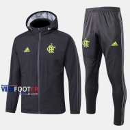 A++ Qualité: Ensemble Veste Coupe-Vent Survetement Foot Flamengo Noir Slim 2019/2020 Nouveau