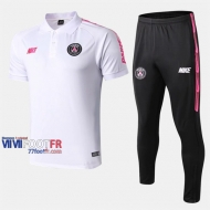 Ensemble De Polo Foot PSG Paris Saint Germain Costume Manche Courte Slim Blanc/Rose 2019/2020 Nouveau