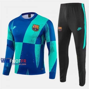 Destockage Ensemble Survetement Foot FC Barcelone Bleu Vert 2019/2020 Nouveau