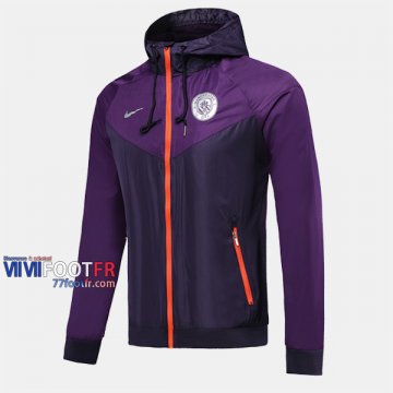 Magasins Veste Foot Manchester City Avec Capuche Pourpre 2019/2020 Nouveau Promo