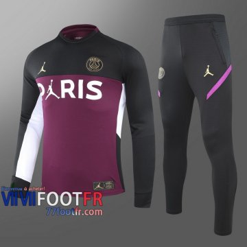 77footfr Survetement Foot PSG Jordan violet - Col rond 2020 2021 T78