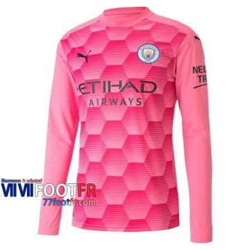 Maillot de foot Manchester City Gardien Enfant Manches longues 2020 2021 Rose