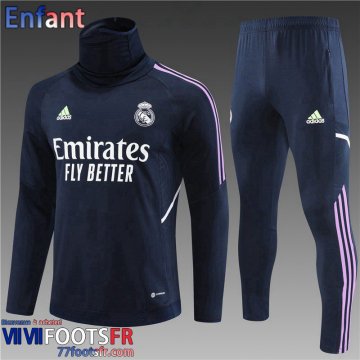 Survetement de Foot High Collar Real Madrid bleu marine Enfant 2022 2023 TK560