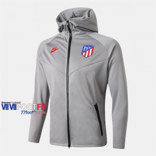 Magasins Veste Foot Atletico Madrid Avec Capuche Gris Clair 2019/2020 Nouveau Promo