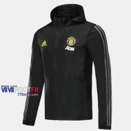 Magasins Veste Foot Coupe-Vent Manchester United Noir 2019/2020 Nouveau Promo