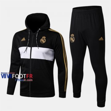 Soldes Ensemble Veste A Capuche Survetement Foot Real Madrid Noir 2019/2020 Nouveau