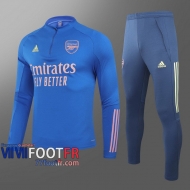 77footfr Survetement Foot Arsenal bleu - Fermeture eclair courte 2020 2021 T89