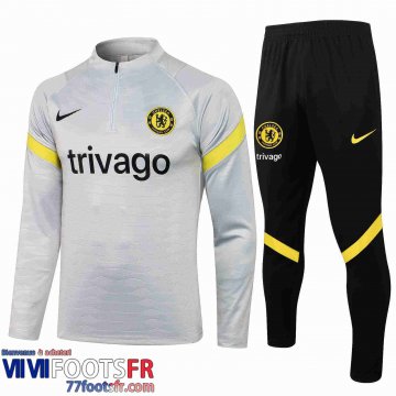 Survetement Foot Chelsea Homme gris clair 2021 2022 TG70