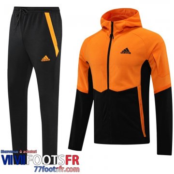 Veste Foot - Sweat A Capuche Sport orange noir Homme 2022 2023 JK328