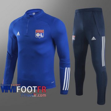77footfr Survetement Foot Olympique Lyon Bleu fonce - Fermeture eclair courte 2020 2021 T34