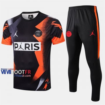 Ensemble Polo Foot PSG Paris Saint Germain Costume Manche Courte Coton Noir Jaune 2020/2021 Nouveau