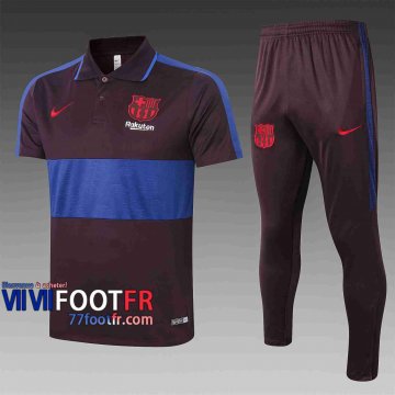 Polo de foot Barcelone 2020 2021 Marron foncé - Bleu C419#