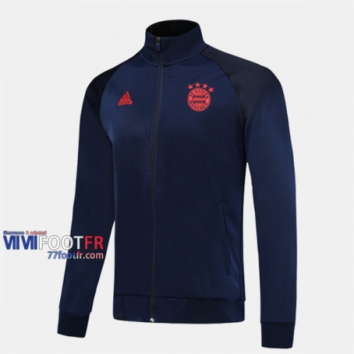 Magasins Veste Foot Bayern Munich Bleu Fonce 2019/2020 Nouveau Promo