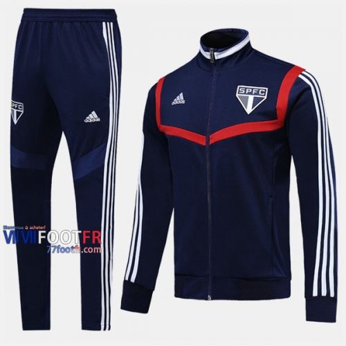 Meilleur Ensemble Veste Survetement Foot Sao Paulo Bleu 2019 2020 Nouveau