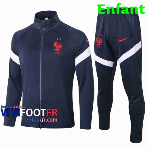 Survetement Foot France Enfant - Veste 2020 2021 bleu marin