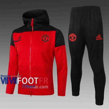 77footfr Manchester United Veste foot - Sweat a Capuche rouge 20-21 F280