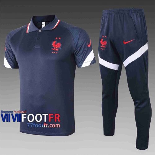 Polo de foot France 2020 2021 bleu marin C488#