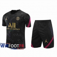 77footfr Survetement Foot T-shirt PSG Jordan noir 2020 2021 TT105