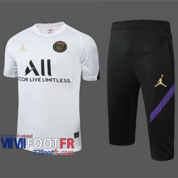 77footfr Survetement Foot T-shirt PSG Jordan blanc 2020 2021 TT35