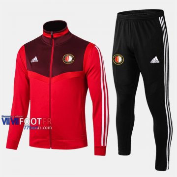 Retro Ensemble Veste Survetement Foot Feyenoord Rotterdam Rouge Coton 2019-2020 Nouveau