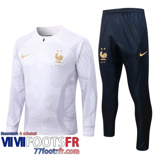 Survetement de Foot France Blanc Homme 22 23 TG342