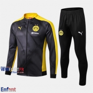 Promo: Ensemble Veste Survetement Dortmund BVB Enfant Noir 2019/2020 Nouveau