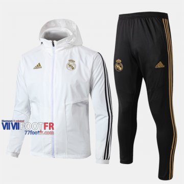 Parfait Ensemble Veste Coupe-Vent Survetement Foot Real Madrid Blanc 2019-2020 Nouveau