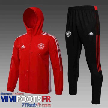 Coupe Vent - Sweat a Capuche Manchester United rouge Homme 21 22 WK30