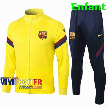 Survetement Foot Barcelone Enfant - Veste 2020 2021 Jaune clair