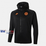 Boutique Veste Foot FC Chelsea Avec Capuche Gris Fonce 2019/2020 Nouveau Promo