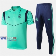 Ensemble Du Polo Foot Real Madrid Costume Manche Courte Slim Vert 2019/2020 Nouveau