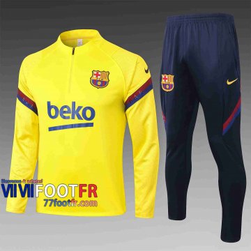 Survetement Foot Barcelone 2020 2021 Jaune vif Grande taille