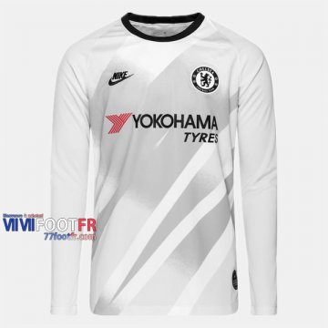 Nouveau Flocage Maillot Foot Gardien Chelsea FC Manche Longue Homme Blanc 2019-2020 Personnalise :77Footfr