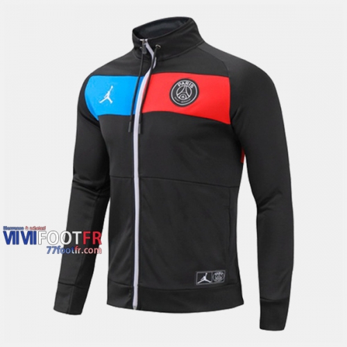 Magasins Veste Foot PSG Paris Rouge Bleu Col Haut 2020/2021 Nouveau Promo