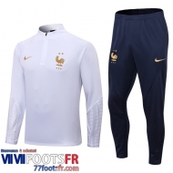 Survetement de Foot France Blanc Homme 2022 2023 TG236