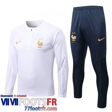 Survetement de Foot France Blanc Homme 22 23 TG334