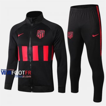 Meilleur Ensemble Veste Survetement Foot Atletico Madrid Noir/Rouge 2019-2020 Nouveau