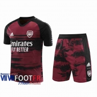 77footfr Survetement Foot T-shirt Arsenal Bordeaux/Noir 2020 2021 TT112