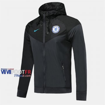 Boutique Veste Foot FC Chelsea Avec Capuche Noir 2019/2020 Nouveau Promo