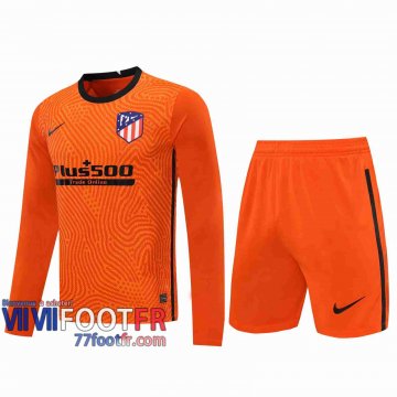 77footfr Maillots foot Atletico Madrid Gardiens de but Manche Longue Orange 2020 2021