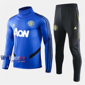 Promotion Ensemble Survetement Foot Manchester United Bleu 2019 2020 Nouveau