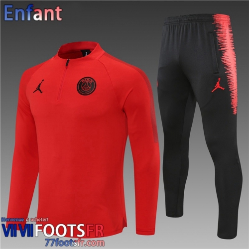 Survetement de Foot PSG Jordan rouge Enfant 21 22 TK178