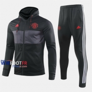 Parfait Ensemble Veste A Capuche Survetement Foot Manchester United Noir Thai 2019 2020 Nouveau