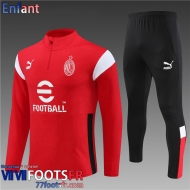 KIT: Survetement de Foot + Pantalon AC Milan rouge Enfant 2023 2024 TK645