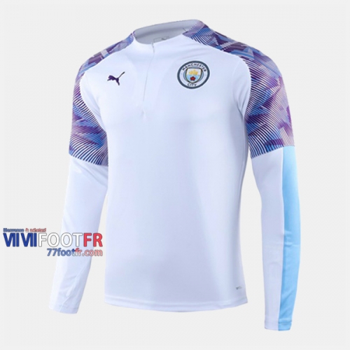 Nouveau Classique Sweatshirt Foot Manchester City Blanc Pourpre 2019-2020